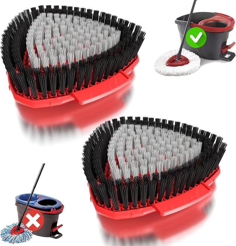 SuperAbound 2 Pack Upgraded Spin Mop Replacement Scrub Brush Heads Compatible with Ocedar EasyWring 1 Tank,Full Bristle Scrubber Replace Great for Kitchen, Bathroom, Pools,Deck Hard Floor Cleaning - Image 1
